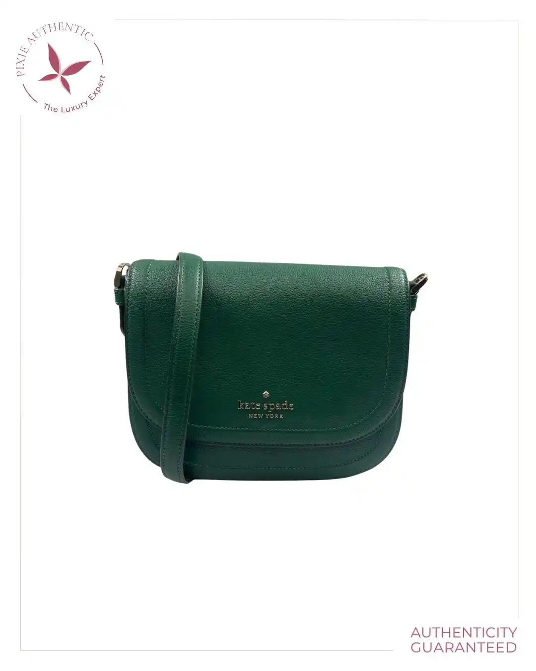 Image from Pixie Authentic: Kate Spade blake saddle bag green Size : 20х6х18 Comes with : strap, b...