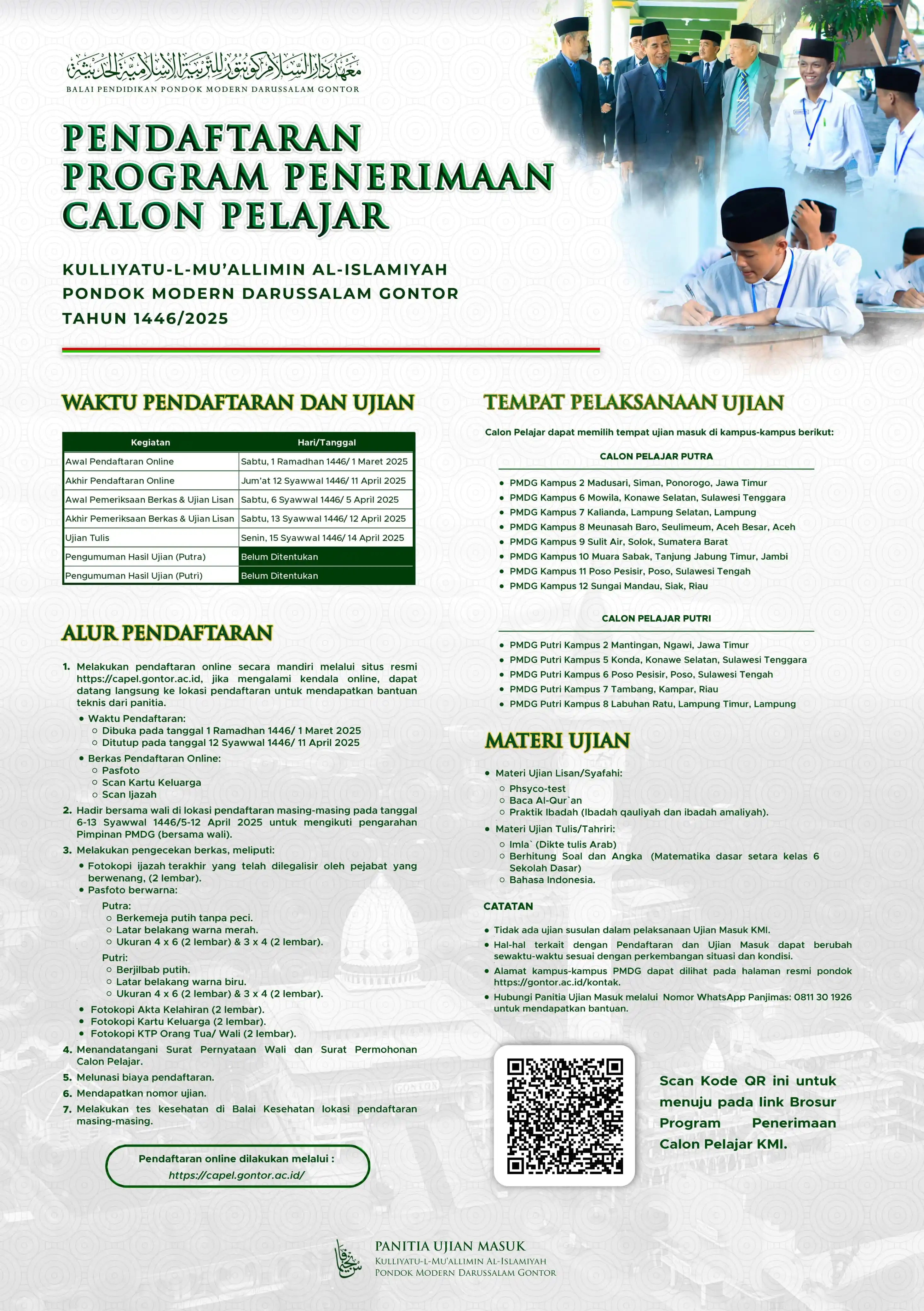 Image from Pondok Modern Darussalam Gontor: *Pendaftaran Program Penerimaan Calon Pelajar*   Kulliyatu-l-Mu'allimi...