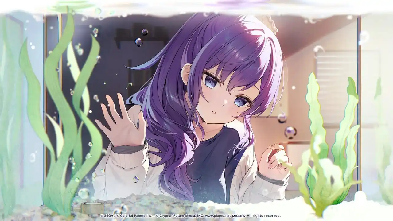 Image from Project Sekai Leaks: [🌎] The feeling of becoming transparent is why Mafuyu likes aquariums...