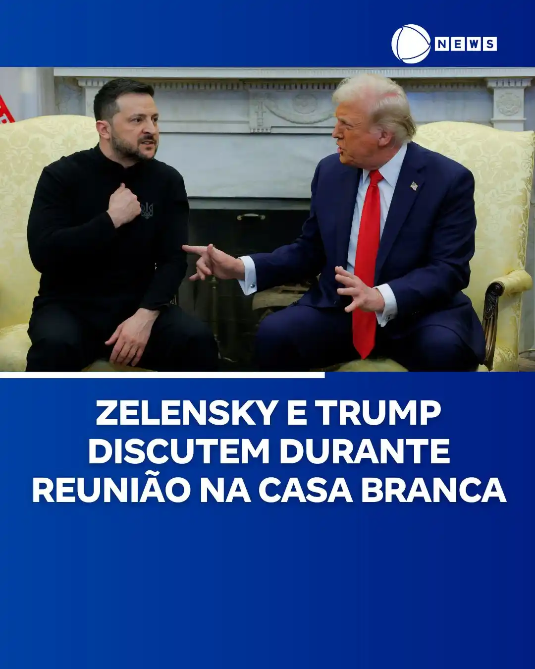 Image from Record News: O presidente Trump recebeu nesta sexta-feira (28), no Salão Oval da Ca...