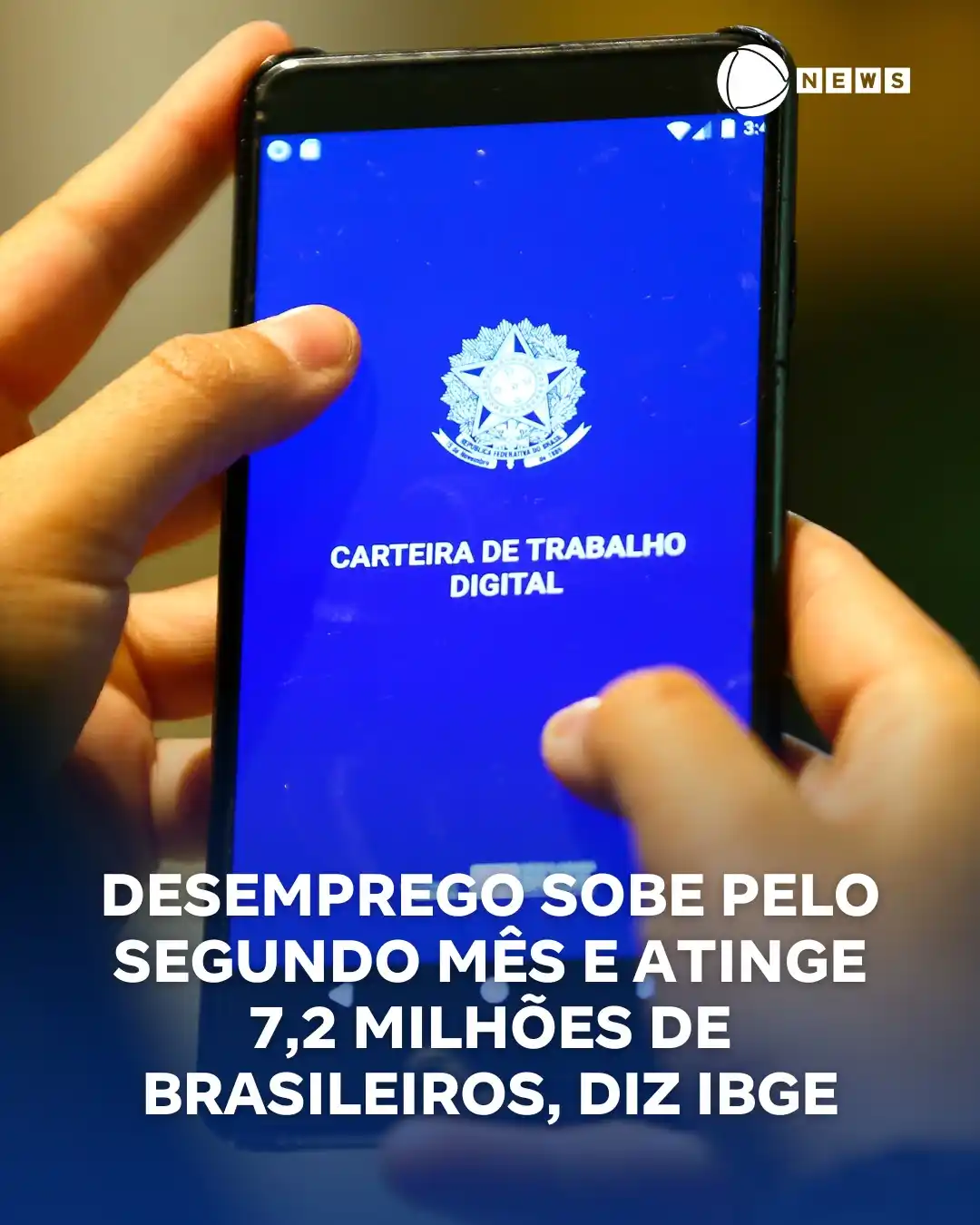 Image from Record News: A taxa de desemprego no Brasil subiu pelo segundo mês seguido e chegou...