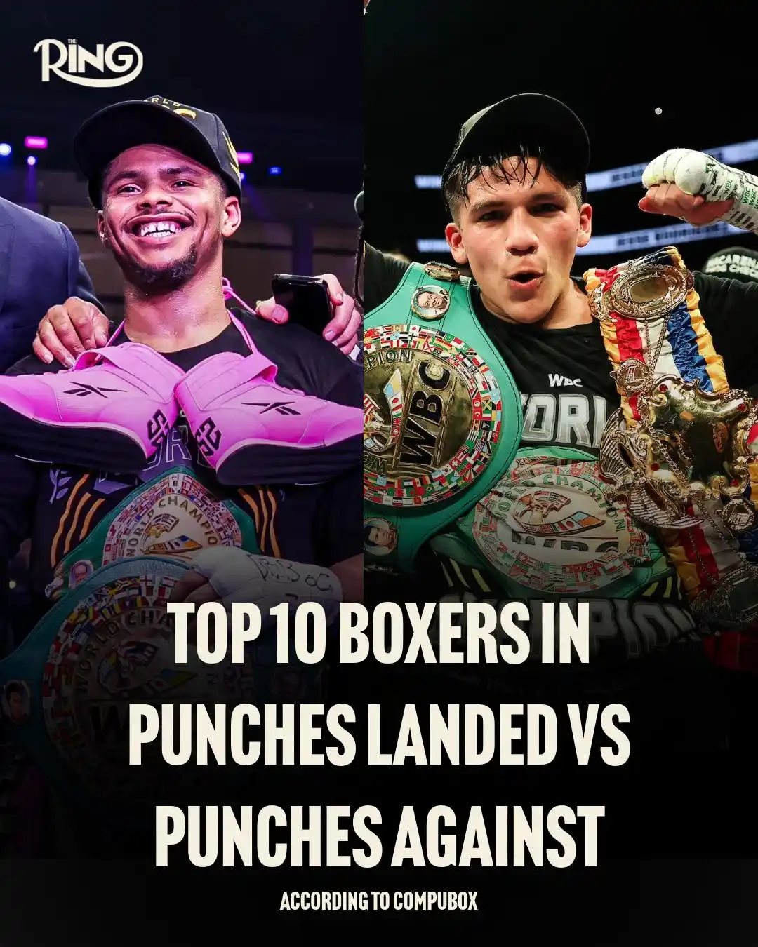 Image from Ring Magazine: Top 10 boxers in punches landed vs punches against: 1. Shakur Steven...