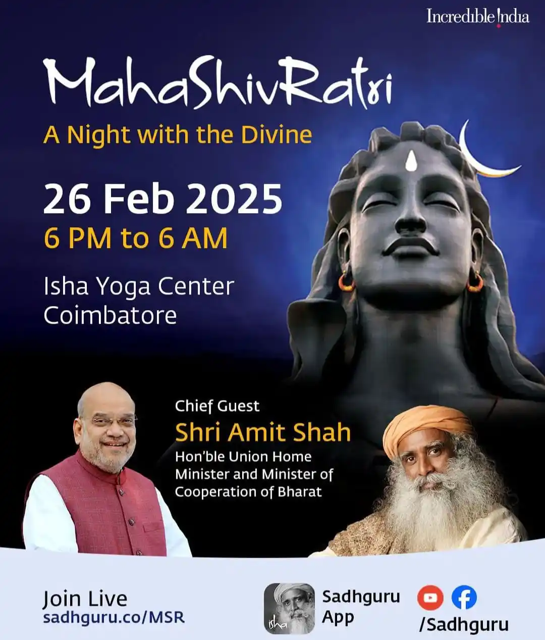 Image from Sadhguru - AndhraPradesh & Telangana: *✨🔥Mahashivratri 2025🔥✨* Mahashivratri is of great significance for...