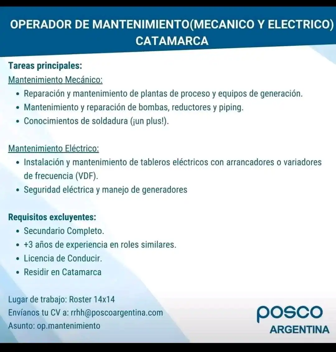 Image from Empleos Catamarca: ⚠️BÚSQUEDA LABORAL👉MANO DE OBRA CATAMARQUEÑA ✅La empresa minera POSC...