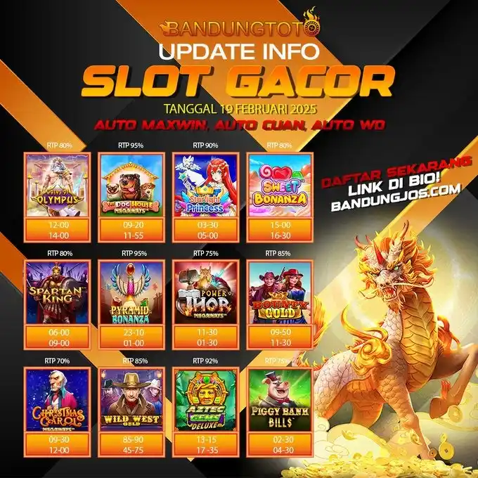 Image from Slot Gacor Bandungtoto: RTP SLOT BANDUNGTOTO HARI INI 19 FEBRUARI 2025  <a class="text-blue-50...