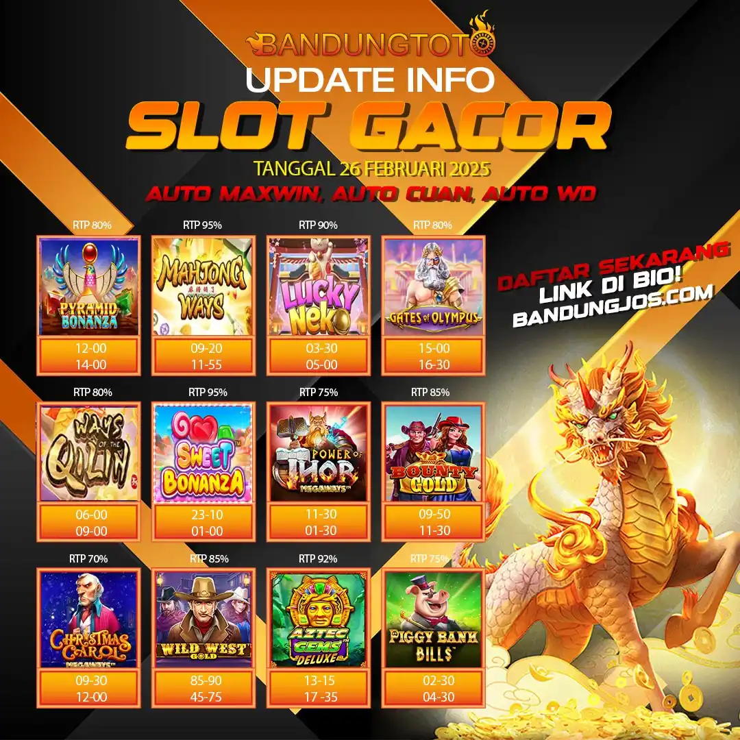 Image from Slot Gacor Bandungtoto: RTP SLOT BANDUNGTOTO HARI INI 26 FEBRUARI 2025 <a class="text-blue-500...