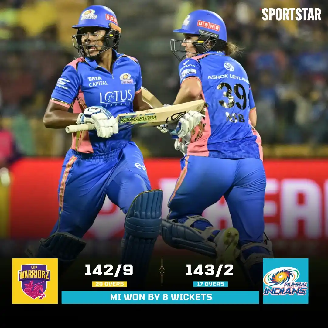 Image from Sportstar: Third straight win for Mumbai Indians! Harmanpreet Kaur's side comfor...