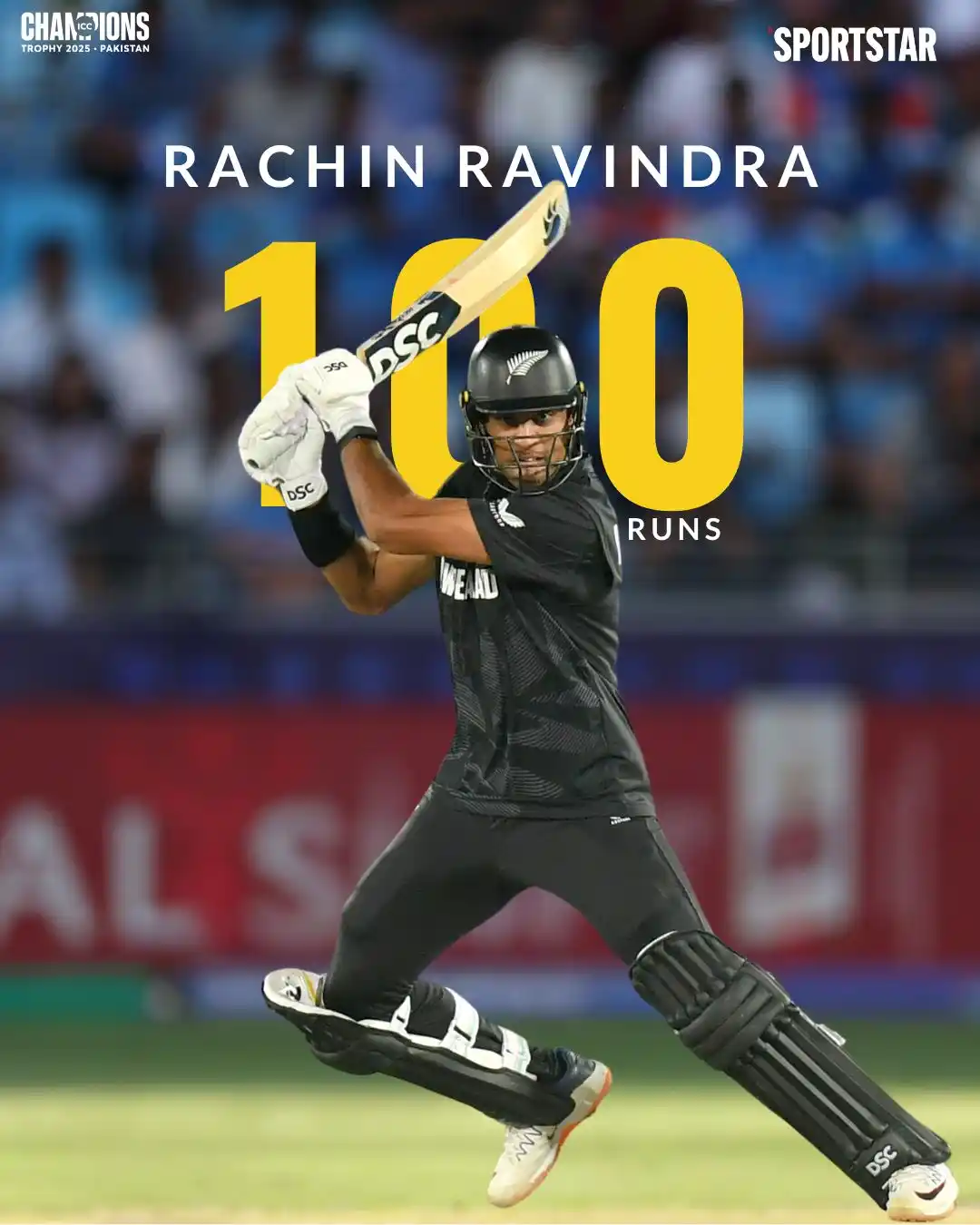 Image from Sportstar: Superb knock from Rachin Ravindra!  New Zealand inching closer to a co...