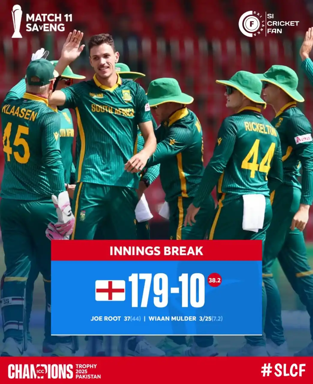 Image from Sri Lankan Cricket Fans 🇱🇰: *🛑 180 NEED FOR WIN | 🇿🇦 vs 🇽🇪* ```එංගලන්ත පිතිකරණය හේතුවෙන් දකු...