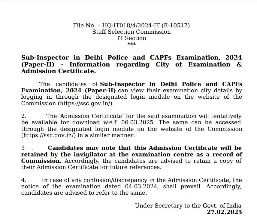 Image from SSC EXAM STATIC GK GS UPP BPSC Railway Lucent Gk RRB Group D Ntpc IELTS TOEFL AI Science Jssc Jpsc: 🛟 *SSC CPO SI Paper II Exam City Details Released* Exam Date : 08/03/...