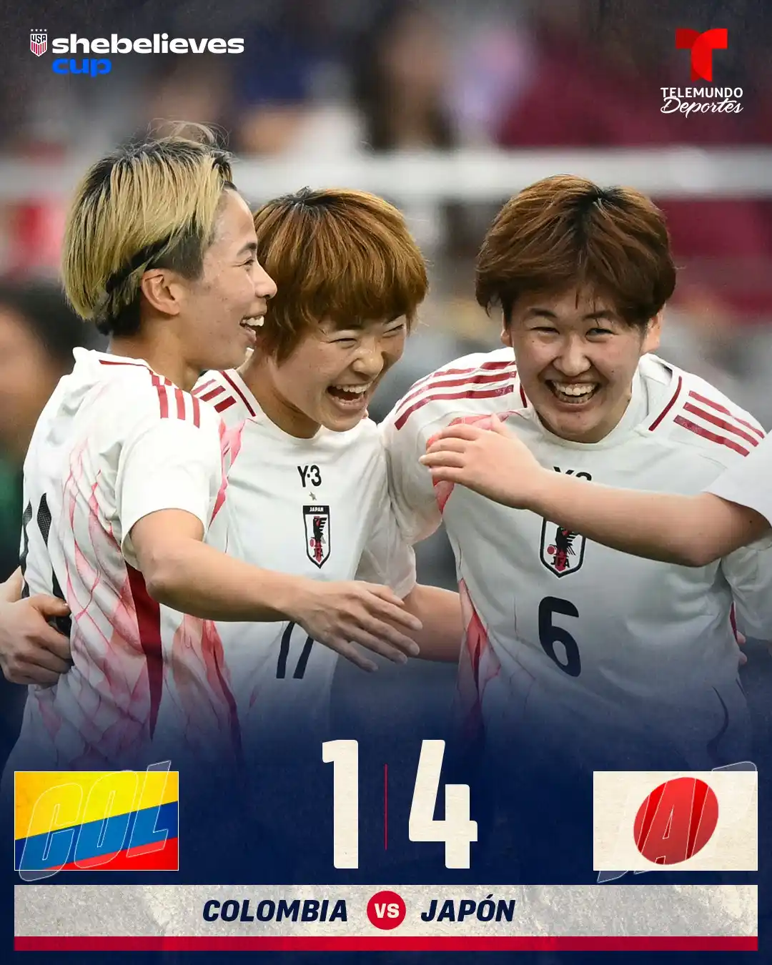 Image from Telemundo Deportes: ¡Japón dominó a Colombia! 🇯🇵🔥 Con goles de Tanikawa, Tanaka (2) y ...