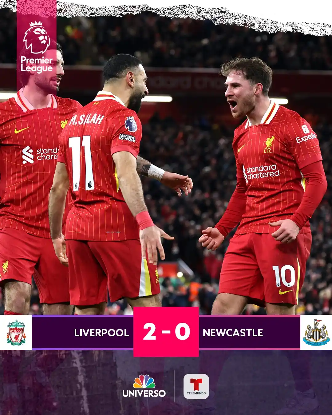 Image from Telemundo Deportes: ¡Liverpool roza la gloria! 🔥 ⚽ Con golazos de Szoboszlai y Mac Alli...