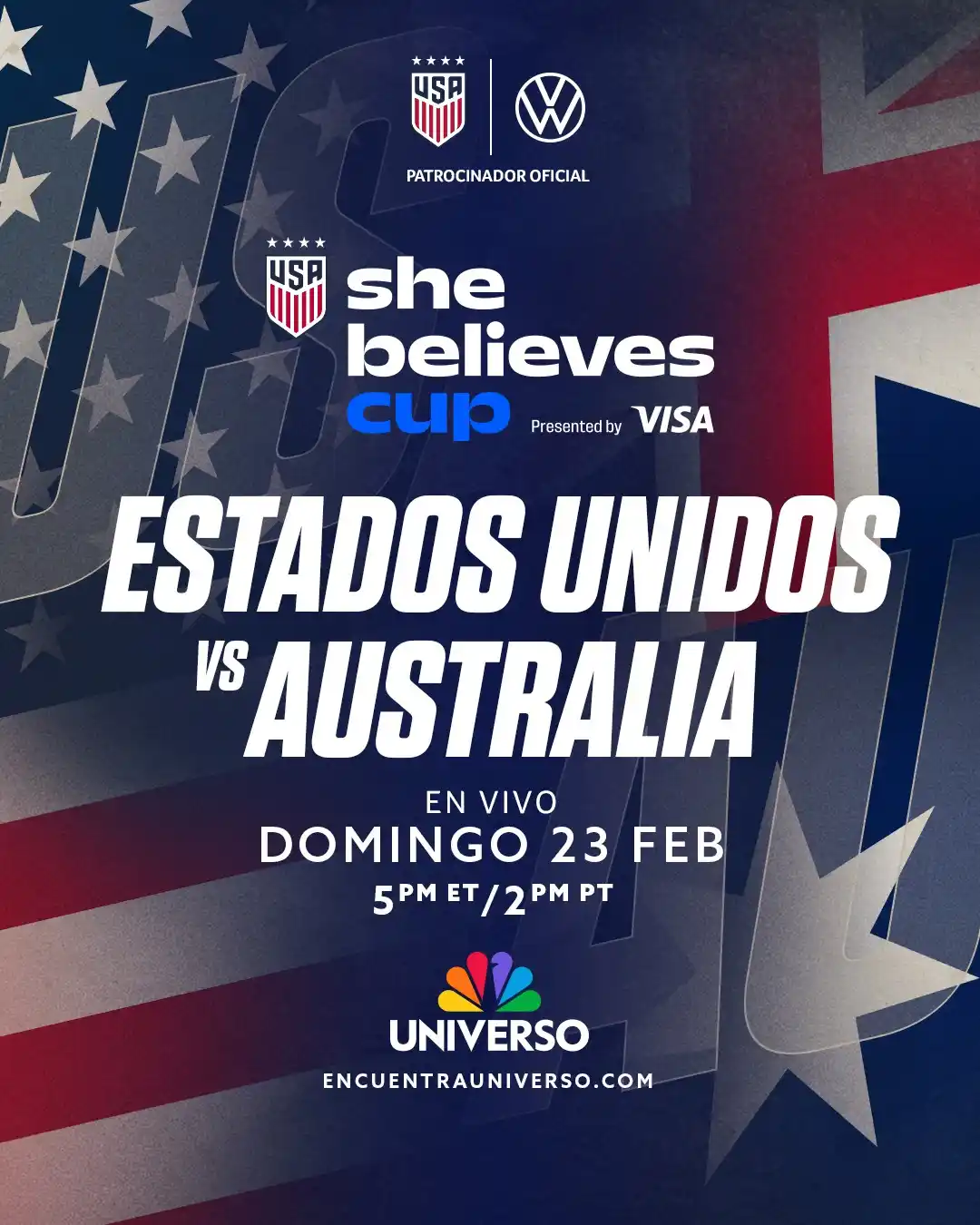Image from Telemundo Deportes: DOMINGO de She Believes Cup ⭐️ ⚽️ Estados Unidos 🇺🇸 vs. Australia �...