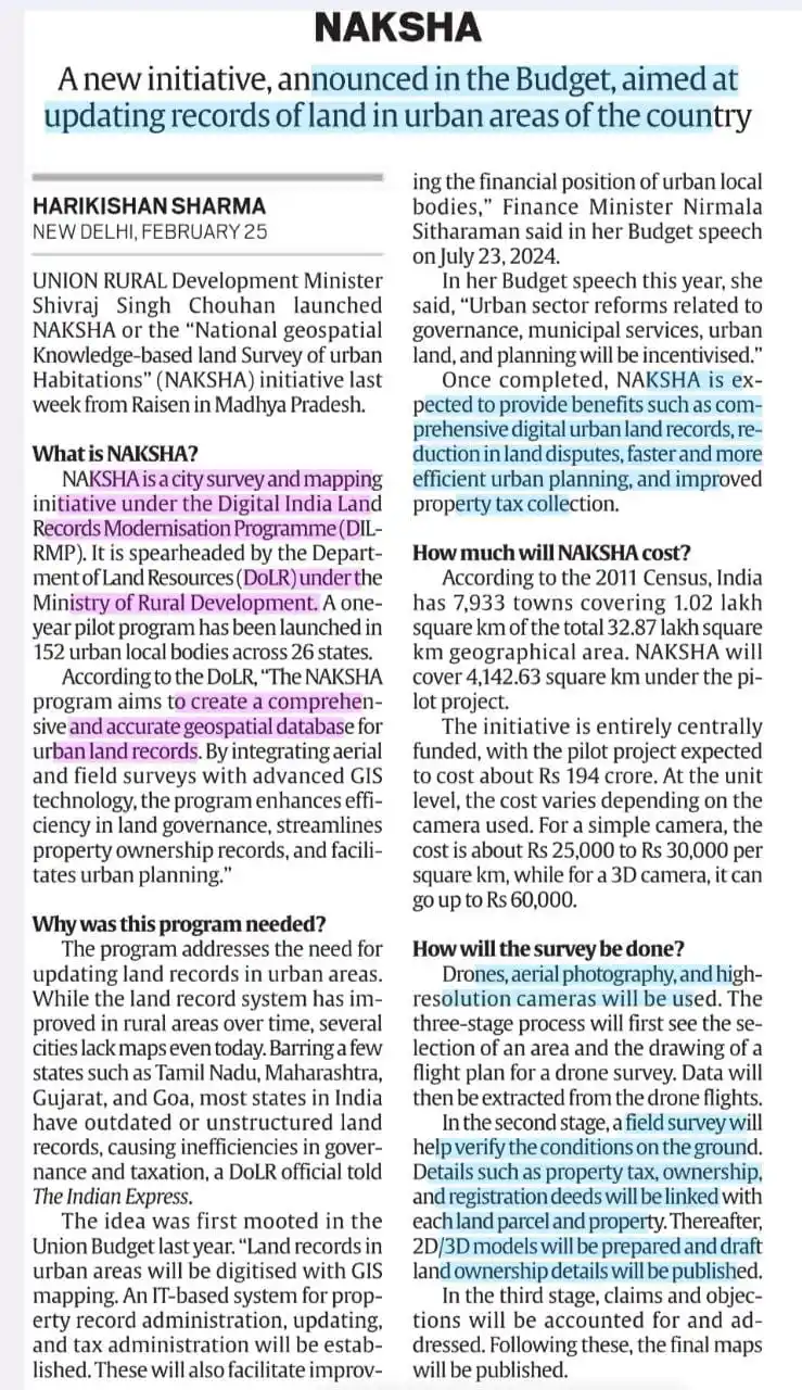 Image from UPSC Government Schemes UPSC UPSC UPSC UPSC UPSC UPSC UPSC™ UPSC UPSC UPSC UPSC UPSC UPSC UPSC UPSC™: 🔆 NAKSHA Initiative  📍 Launch Details ✅ Launched by Union Rural Deve...