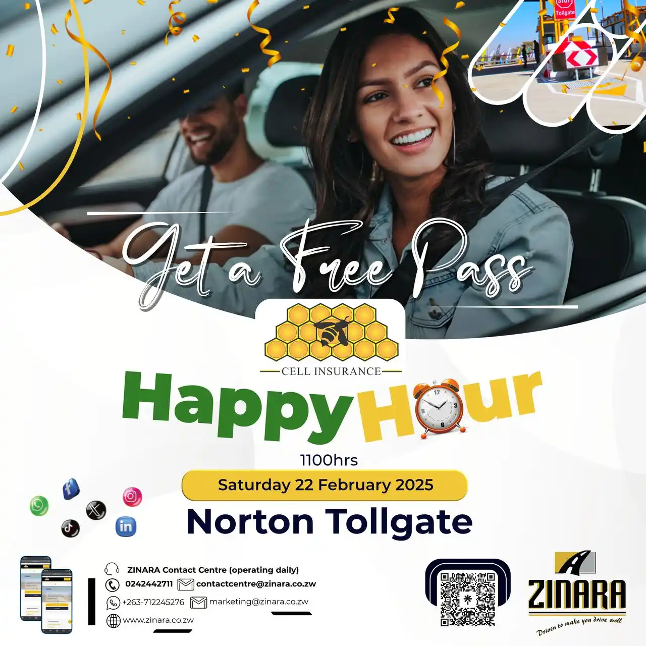 Image from ZINARA Official Updates: Drive Away with a Smile! At Norton Tollgate today, Cell Insurance Zimb...