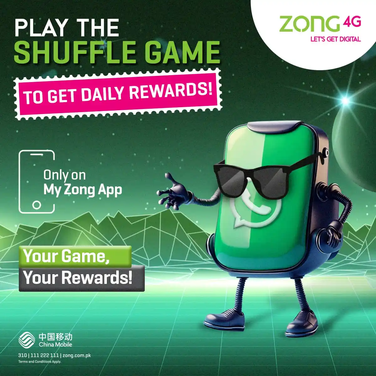Image from ZONG 4G: 🥳 *Har din jeet sakte ho 500MB tak!* 🎉 Play the Daily Rewards Game...