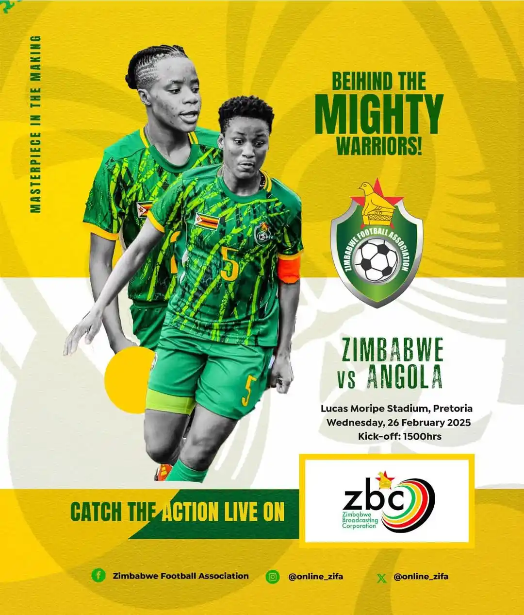Image from ZW ZIMSPORTS CONNECT: Zimbabwe versus Angola 2026 AWCON qualifier return match will be live ...
