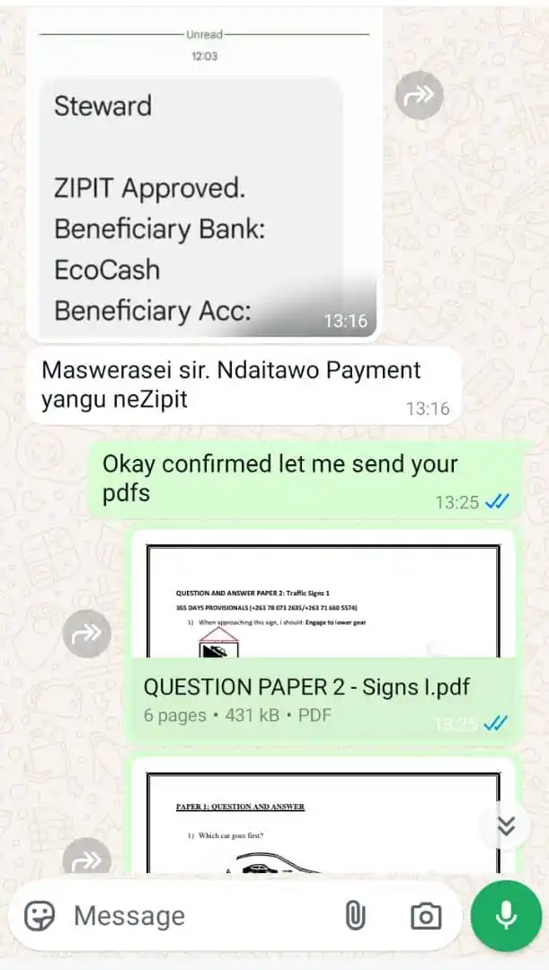 Image from 365 DAYS PROVISIONALS OFFICIAL🇿🇼🚖: *Vakangwara havana nhamo. PAYMENT CONFIRMED AND PDFS SUCCESSFULLY SENT...