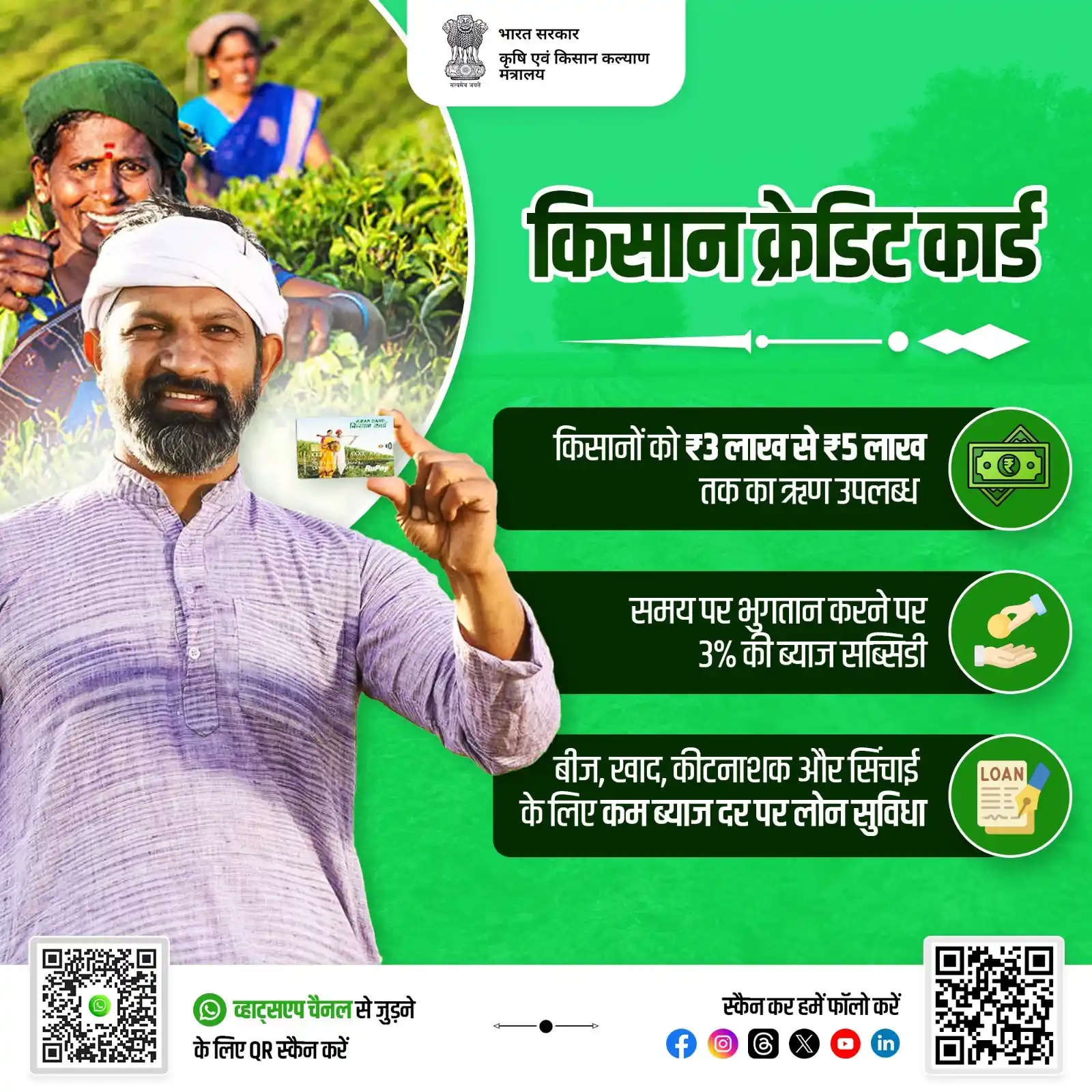 Image from AgriGoI: 🌾 *किसान क्रेडिट कार्ड: खुशहाली और समृद्धि का द्वार!* 🌾 भारत सरका...