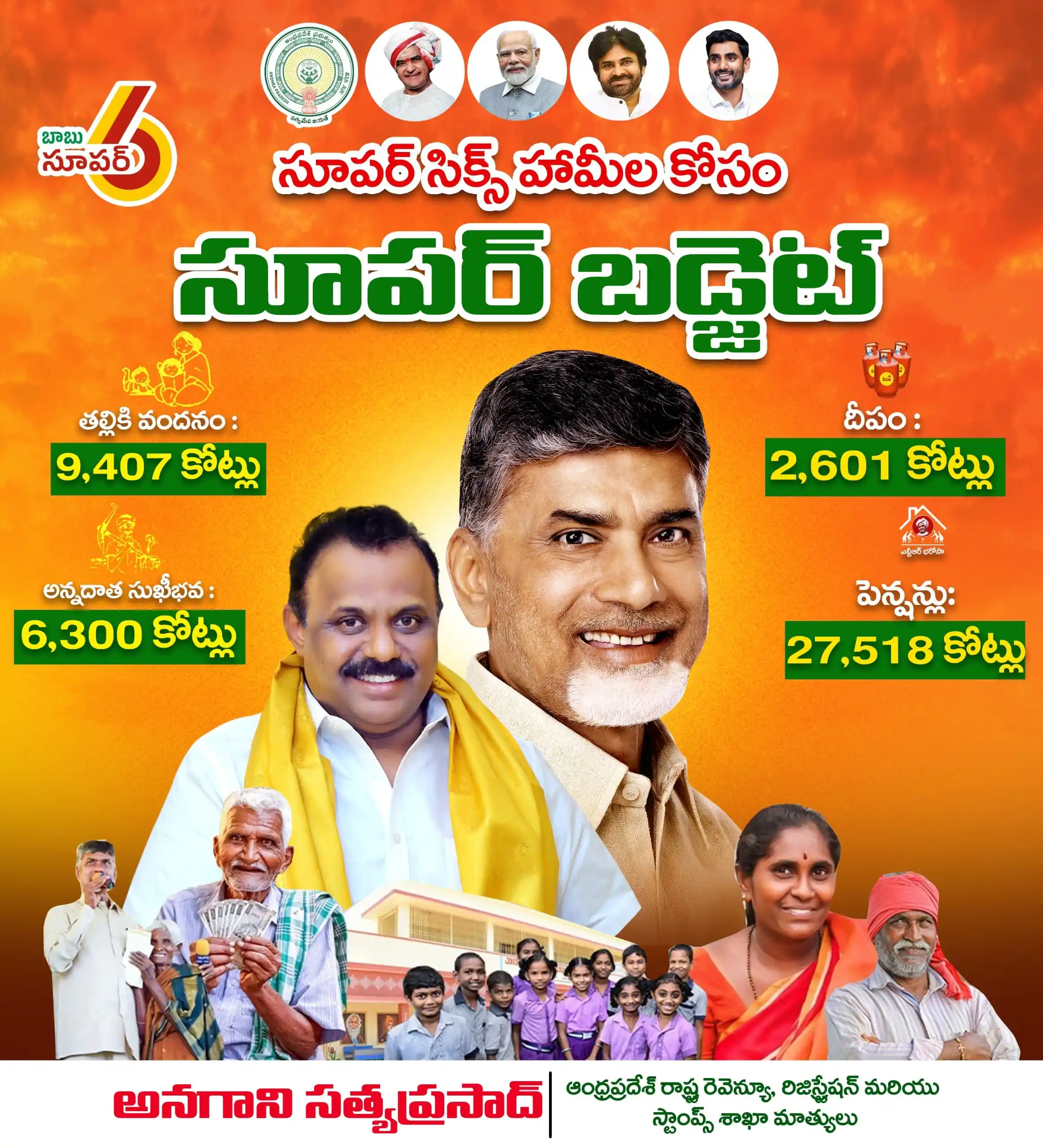Image from Anagani Satya Prasad : సూపర్ సిక్స్ హామీలు అమలు కోసం పూర్తిస్థాయి కేటాయింపులు చేస్తూ ప్రవేశపె...