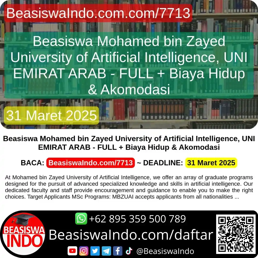 Image from BeasiswaIndo: *Beasiswa Mohamed bin Zayed University of Artificial Intelligence, UNI...