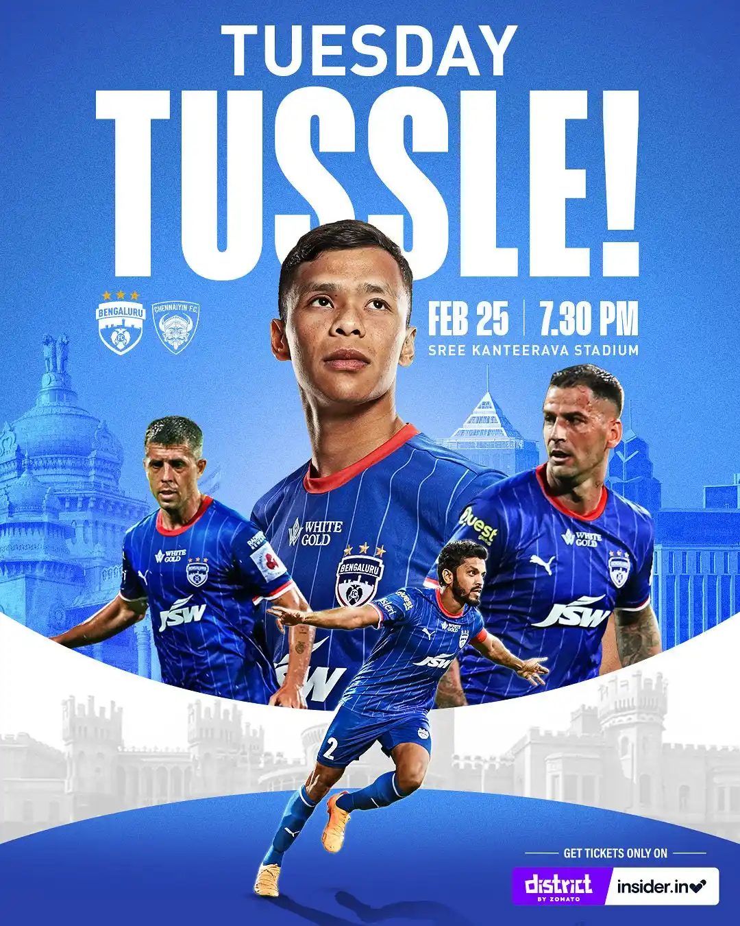 Image from Bengaluru Football Club 🔵: It’s fight night against Chennaiyin on Tuesday! ⚔️ Let’s pack the For...