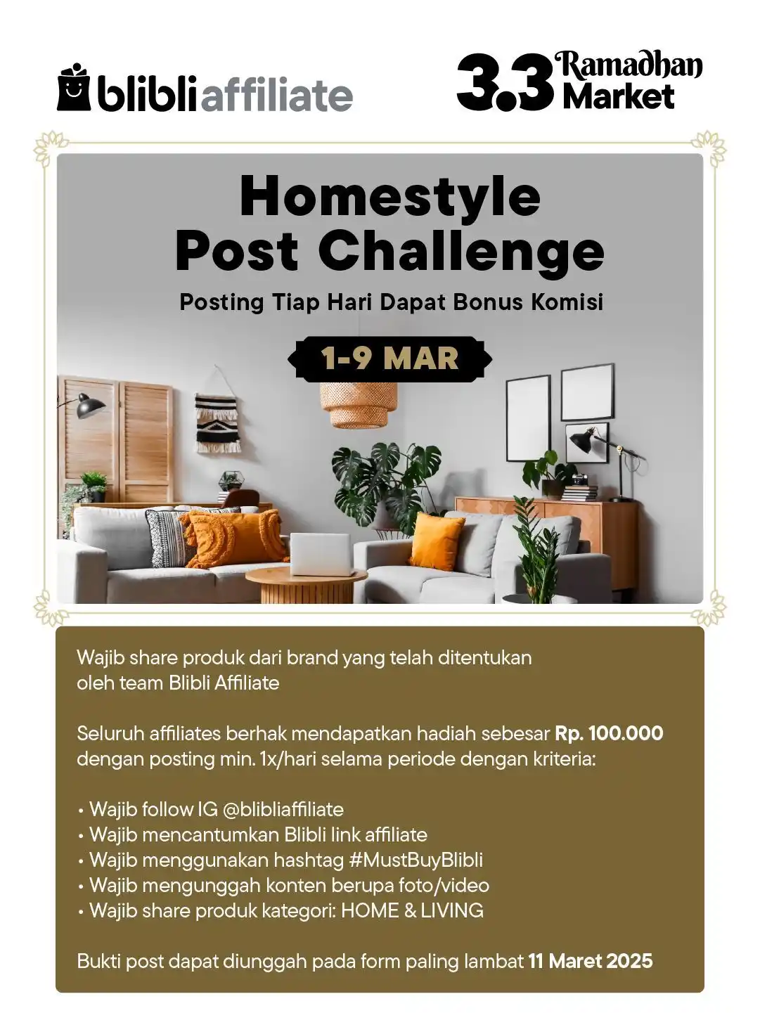 Image from Blibli Affiliate Official: *HOMESTYLE POST CHALLENGE SUDAH DIMULAI*🥳🏡 Semangat pagi kakak-kaka...