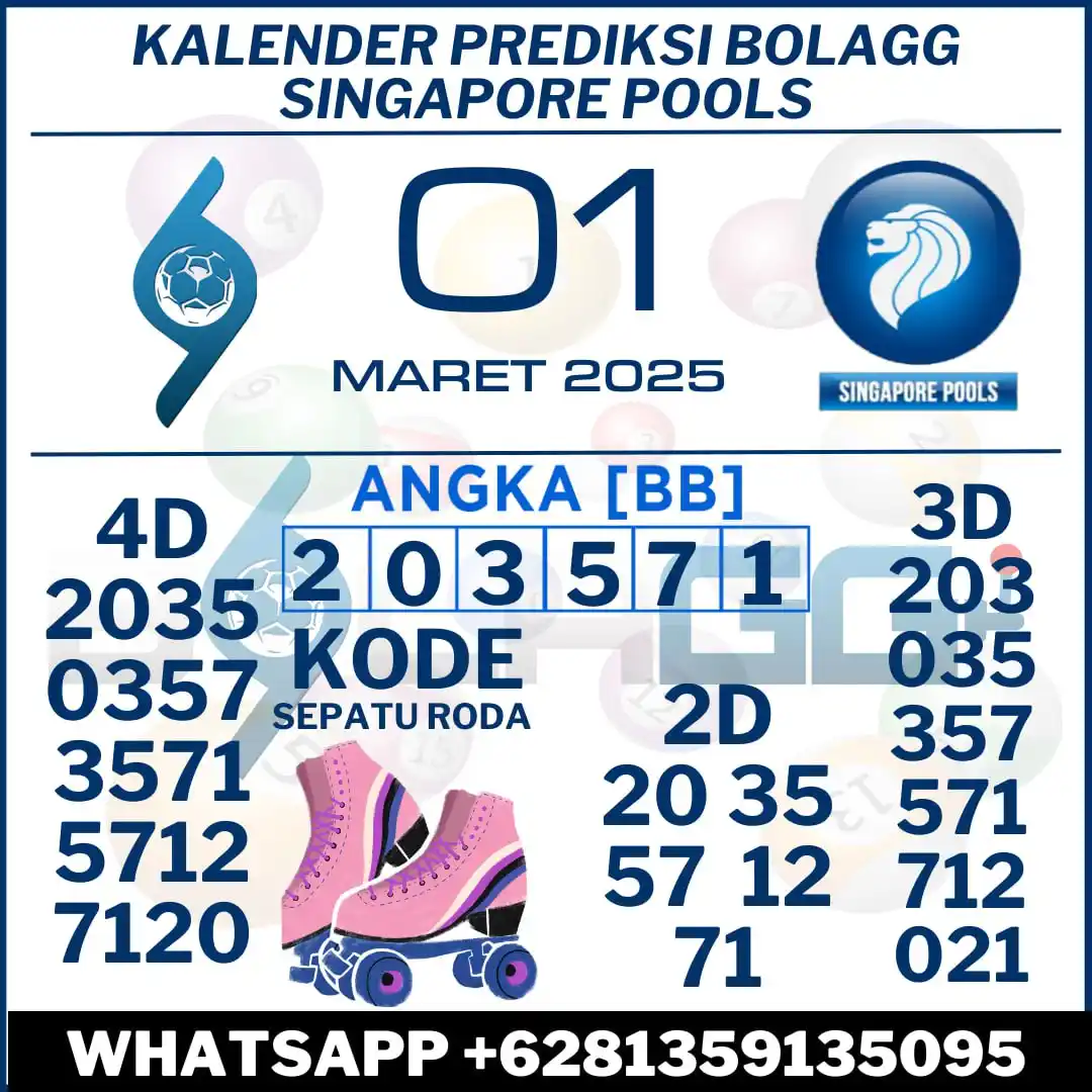 Image from BOLAGG | RESULT TOGEL HARI INI : PPREDIKSI SINGAPORE POOLS, SABTU 1 MARET 2025 BB : 2 , 0 , 3 , 5 , 7 ...