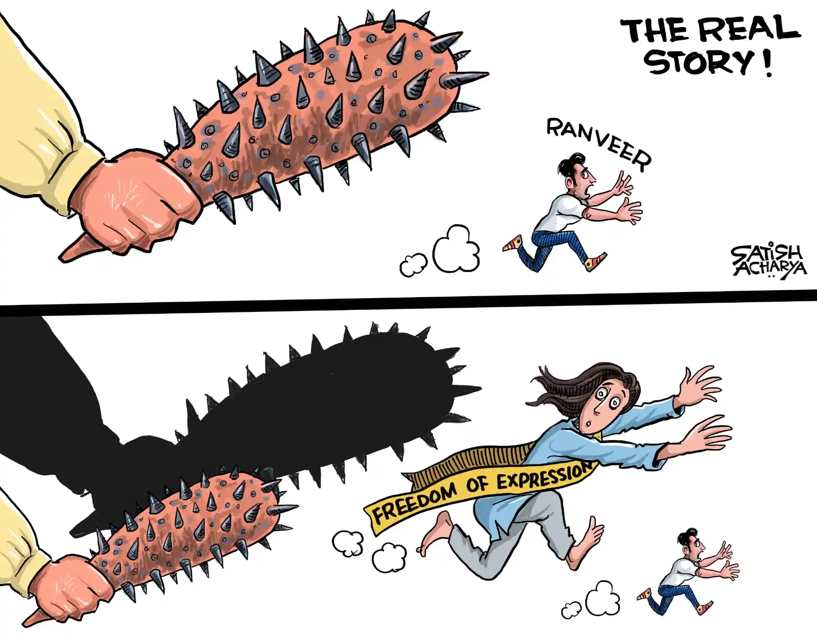 Image from Cartoonist Satish Acharya: The real story! <a class="text-blue-500 hover:underline cursor-pointer...