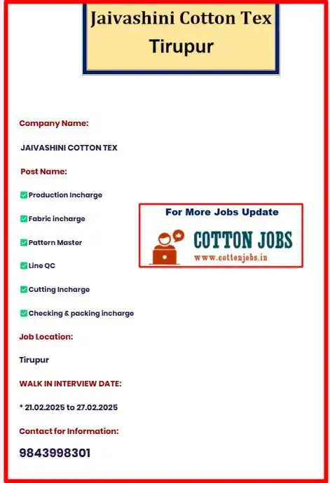 Cottonjobs.in Jobs Alert post
