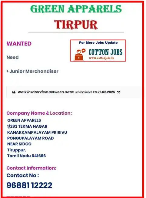 Cottonjobs.in Jobs Alert post