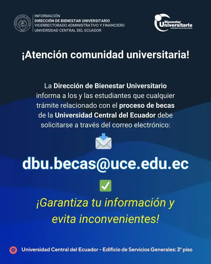 Image from Estudiantes FCA - UCE: 📢 ¡Atención estudiantes de la UCE! 🎓✨ La Dirección de Bienestar Uni...