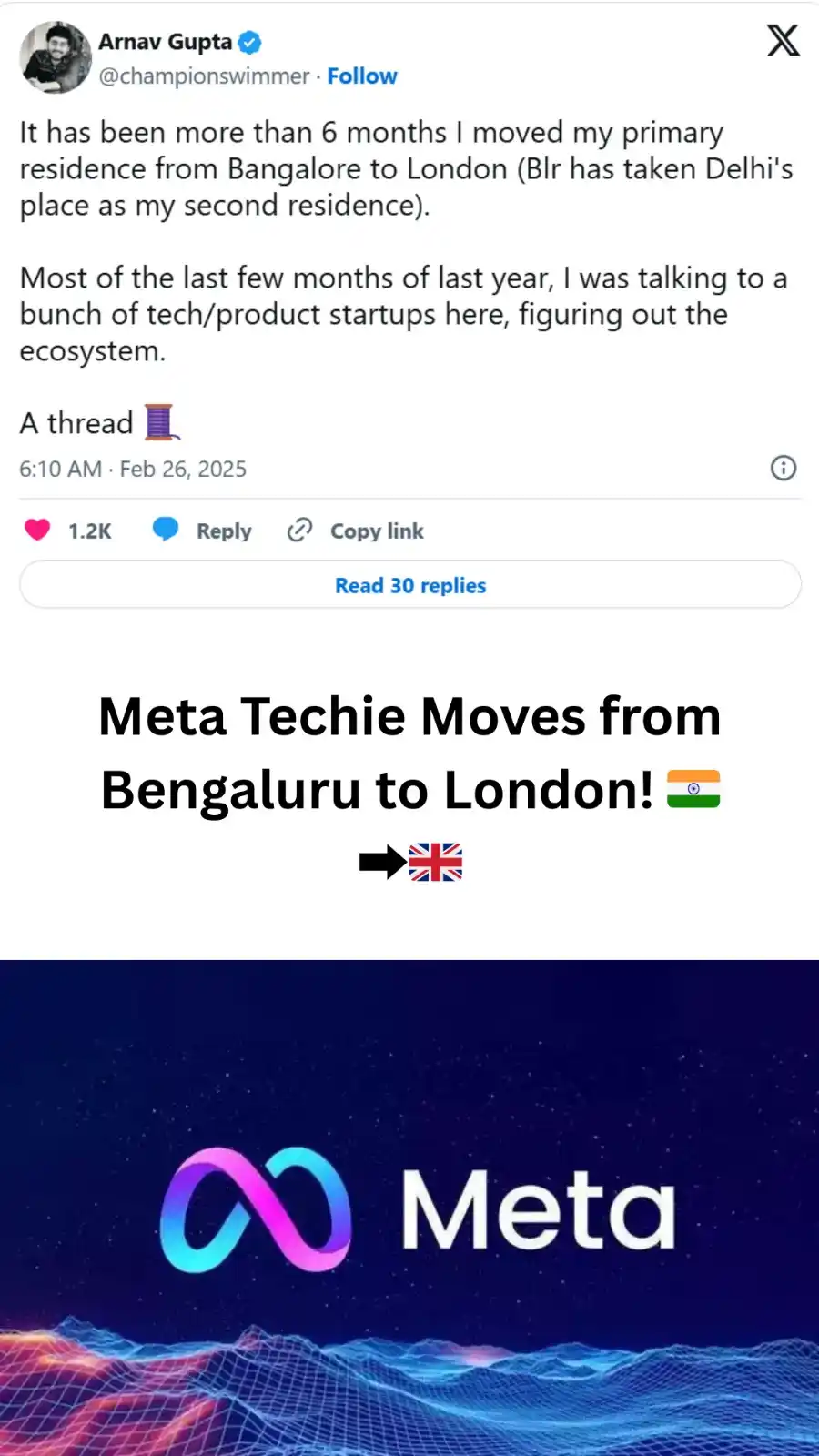 Image from 📚 Free Courses 📚: Meta Techie Moves from Bengaluru to London! 🇮🇳➡️🇬🇧 Would you choo...