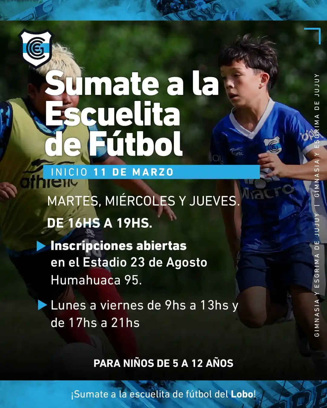 Image from Gimnasia Y Esgrima de Jujuy: ESCUELITA DE FÚTBOL 🐺⚽️ 🔛 Inicia el martes 11 de marzo ⚽️ Para niñ...