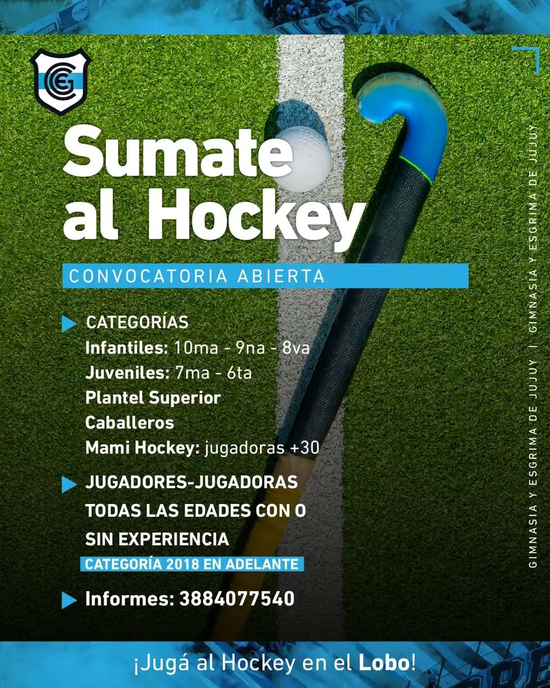 Image from Gimnasia Y Esgrima de Jujuy: SUMATE AL HOCKEY DEL LOBO 🏑🐺 ➡️ Convocatorio Abierta 🏑 Categorías...