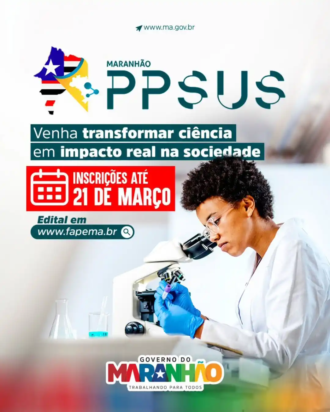 Image from Governo do Maranhão: 🗣️ Te liga! Foi lançada a 8ª edição do Programa Pesquisa para o SUS: ...