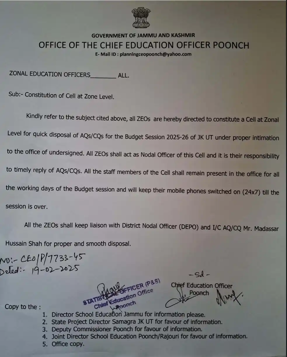 Image from Govt. Orders Only: Constitution of Cell at ZEO Level: CEO Poonch...