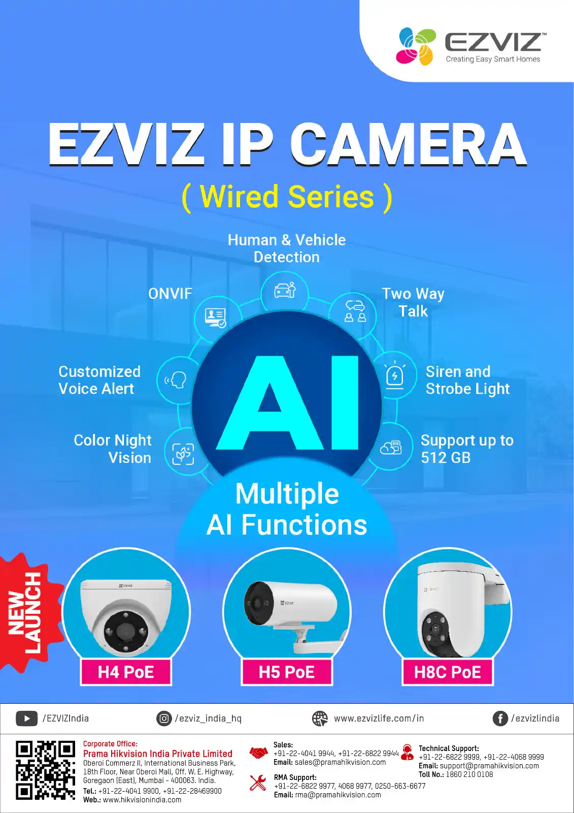 Image from HIKVISION INDIA: **📹 Presenting EZVIZ IP Cameras - Wired Series 📹**  **💡 EZVIZ H4 Po...