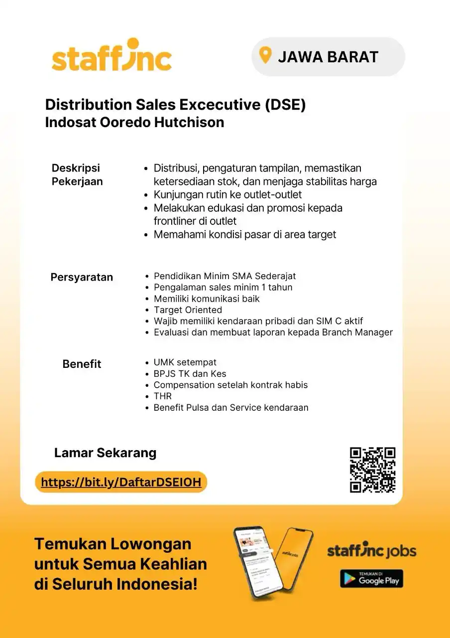 Image from Info Loker Bekasi Cikarang: Hai kawan-kawan Jobsekeer. Kali ini Staffinc sedang membuka lowongan ...