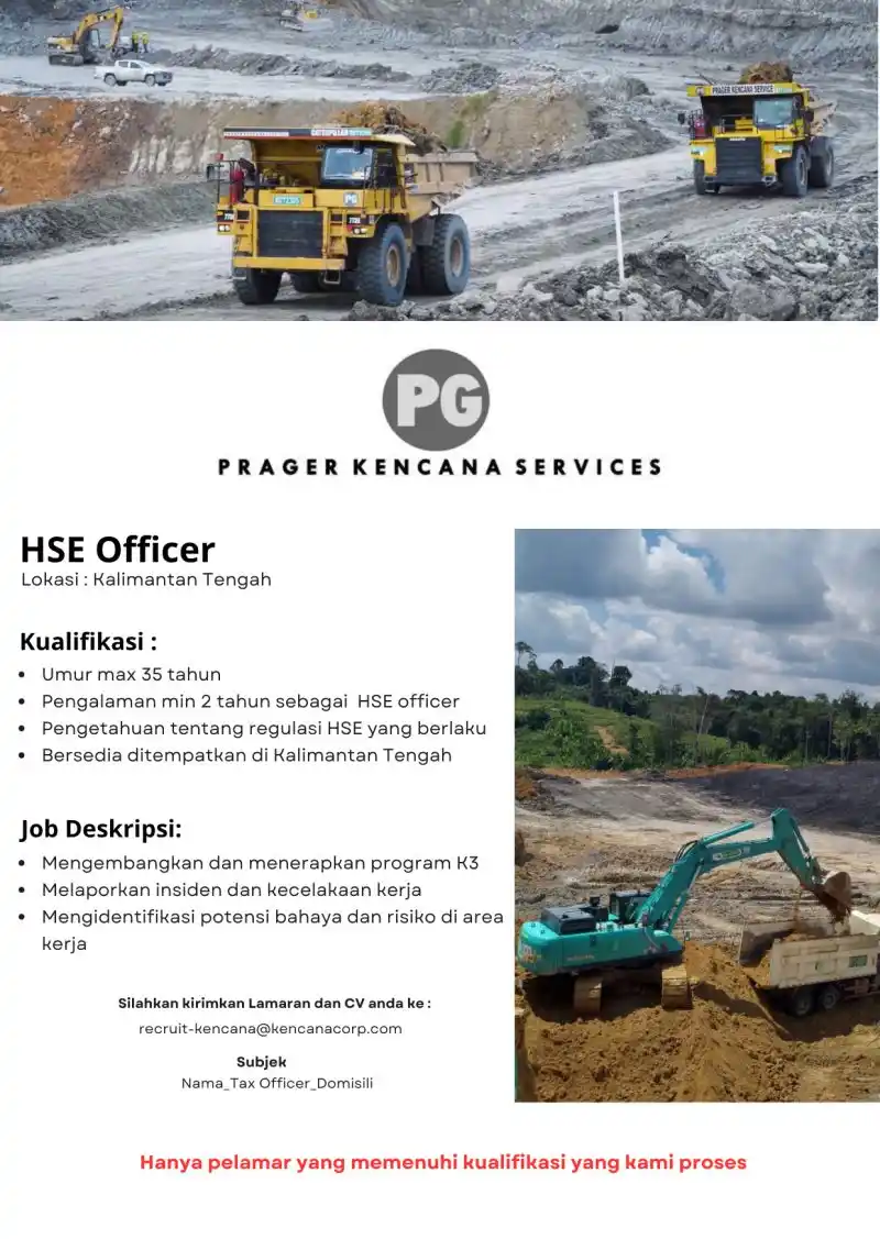 Image from INFO LOKER TAMBANG KALIMANTAN: WE ARE HIRING! PT Prager Kencana Service sedang membutuhkan untuk pos...