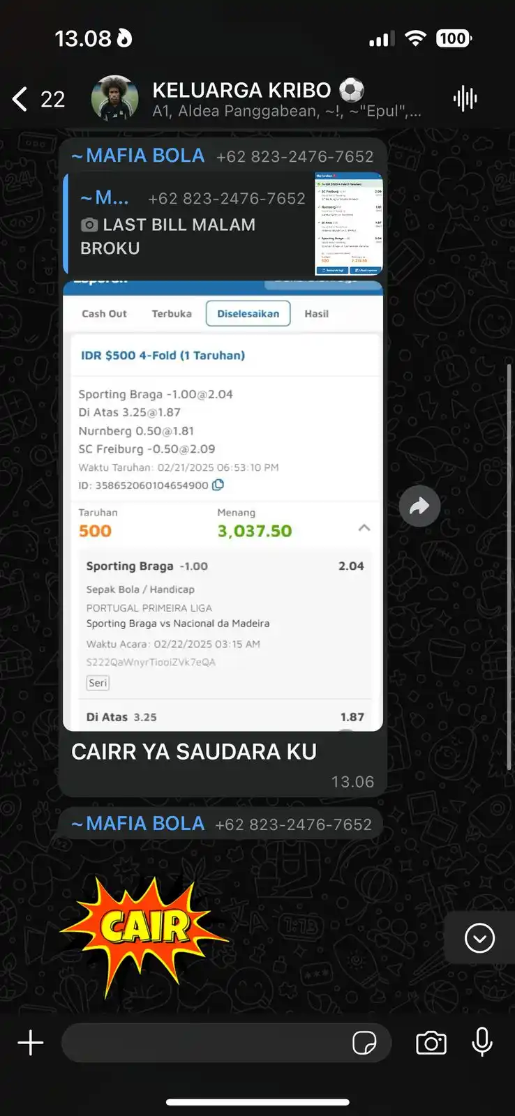 INFO PARLAY - SINGLE BET JITU post