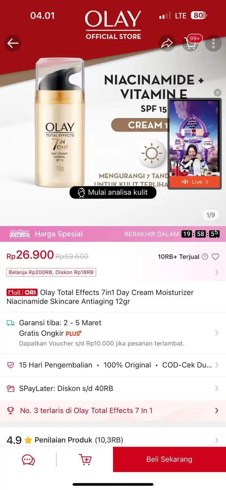 Image from INFO PROMO RACUN SHOPEE CUAN: Olay Total Effects 7in1 Day Cream Moisturizer Niacinamide Skincare Ant...