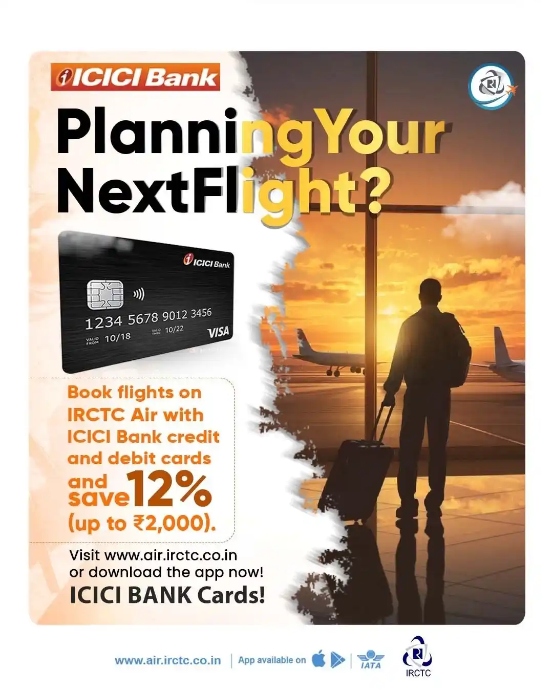 Image from IRCTC Official: IRCTC Air and ICICI Bank are here to make your travels affordable! Sav...
