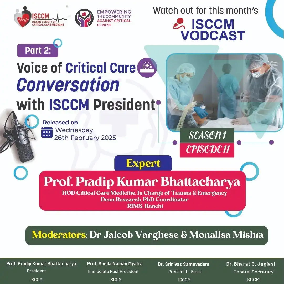 Image from ISCCM Connect: Vodcast on: Voice of critical care Conversation with ISCCM President -...