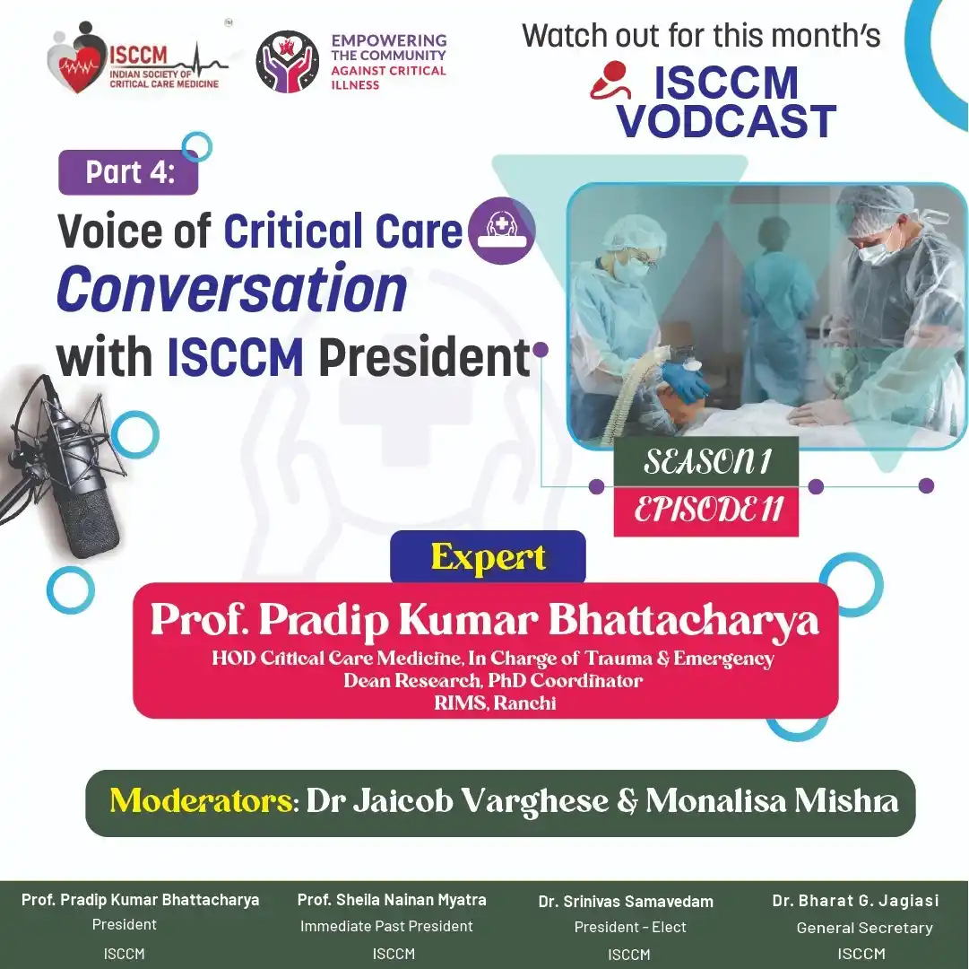 Image from ISCCM Connect: Vodcast on: Voice of critical care Conversation with ISCCM President -...