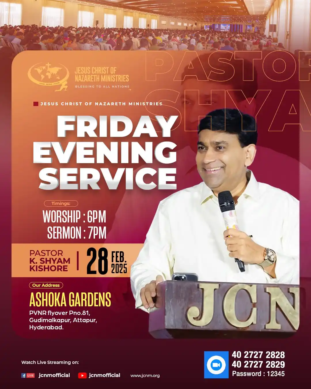 Image from JCNM Official: Come and experience the presence of god this Friday at <a class="text-...