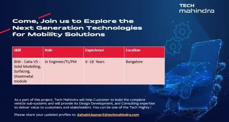 Image from Jobs Bangalore and Chennai 🏢: Interested candidates can share the profiles to ashwini.kumar3@techmah...