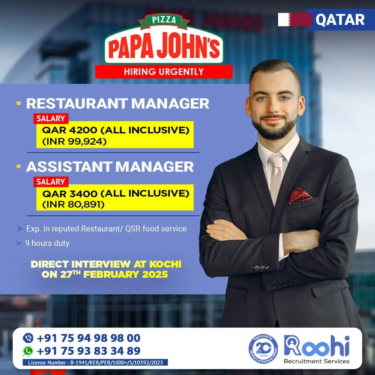 Image from Job Interviews: *URGENT REQUIREMENT FOR A REPUTED RESTAURANT, QATAR*  *DIRECT INTERVIE...
