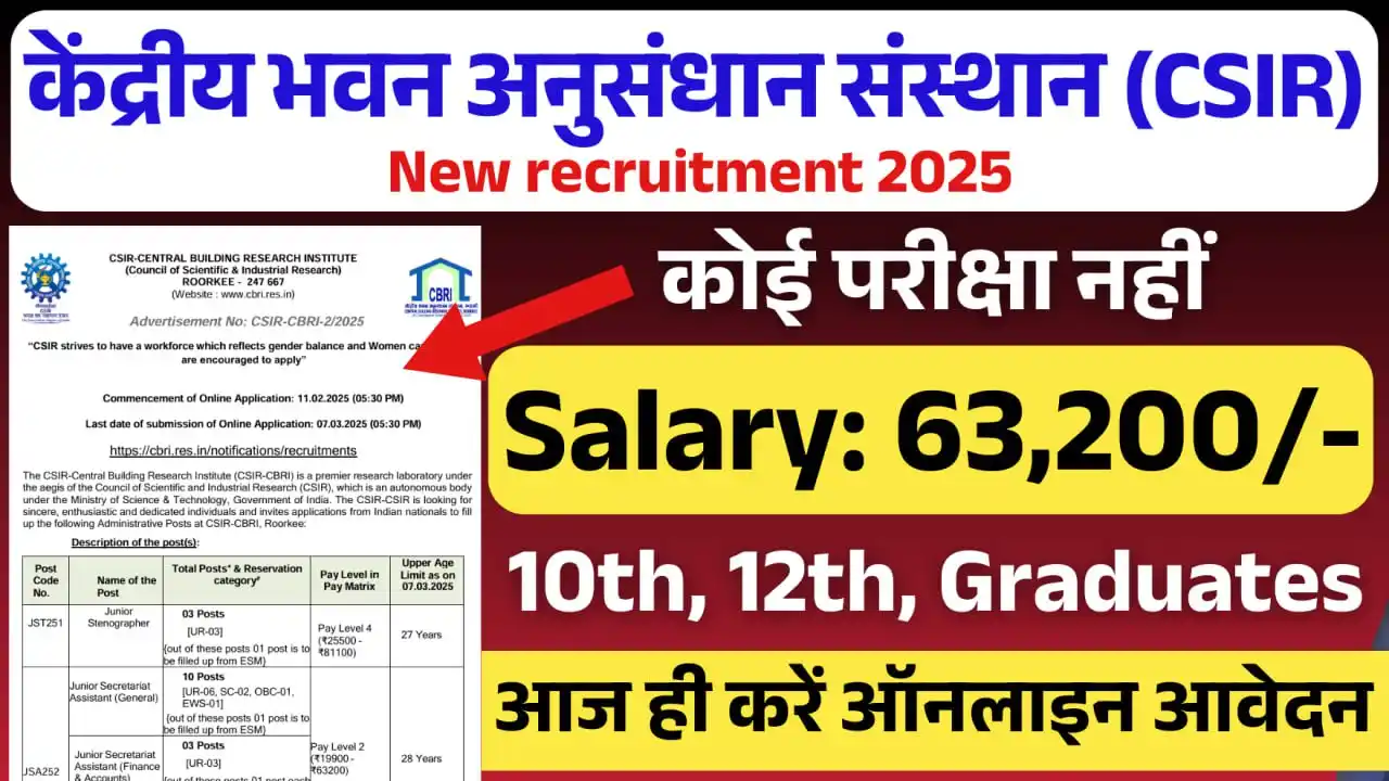 Image from Job valley: *🔥 CSIR-Central Building Research Institute Recruitment 2025 🔥* Bui...