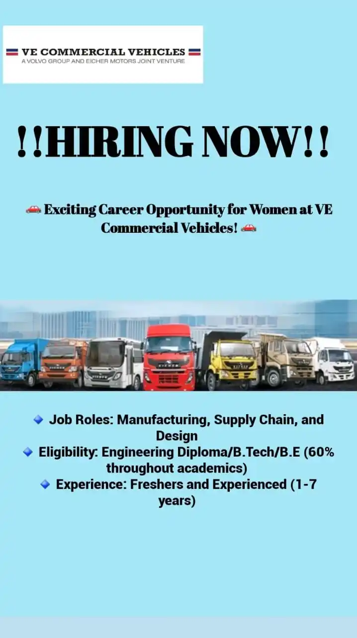 Image from JobstechJobs: Job Opportunity for Women at VE Commercial Vehicles! 🚗 Join VE Comme...